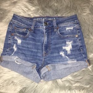 american eagle ripped jean shorts